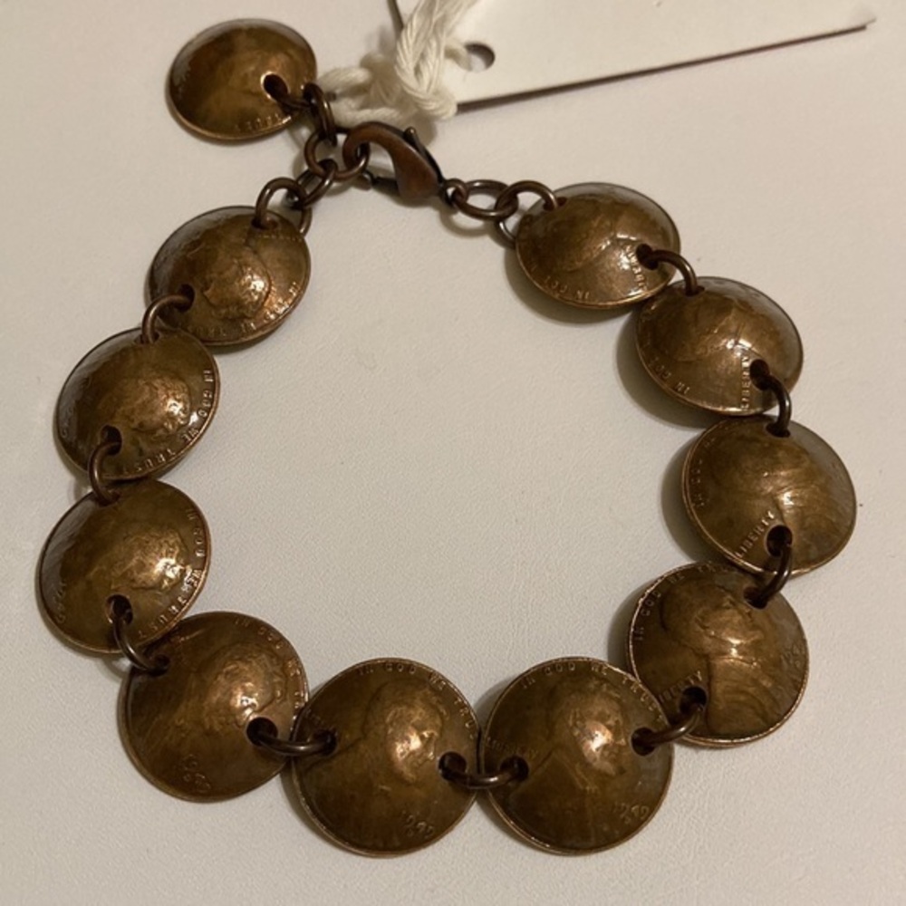 New copper wheat back penny up-cycled charm bracelet